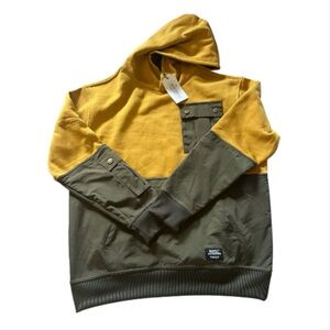 WESC Two-Tone Crewneck Sweatshirt in Mustard & Olive